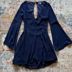 Tobi navy chiffon dress w/ open back